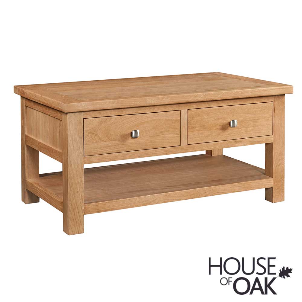 Keswick Oak Coffee Table with 2 Full Drawers