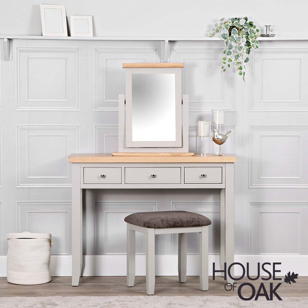 Roma Oak Trinket Mirror in Grey Painted