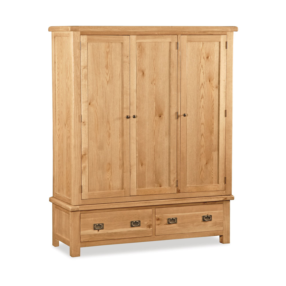 Oxford Oak Triple Wardrobe with Drawers