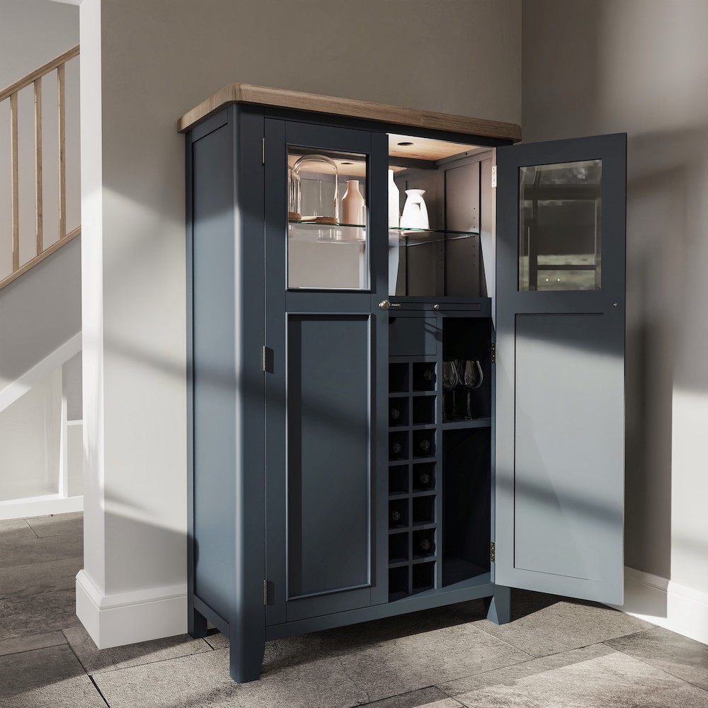 Chatsworth Oak in Royal Blue Drinks Cabinet