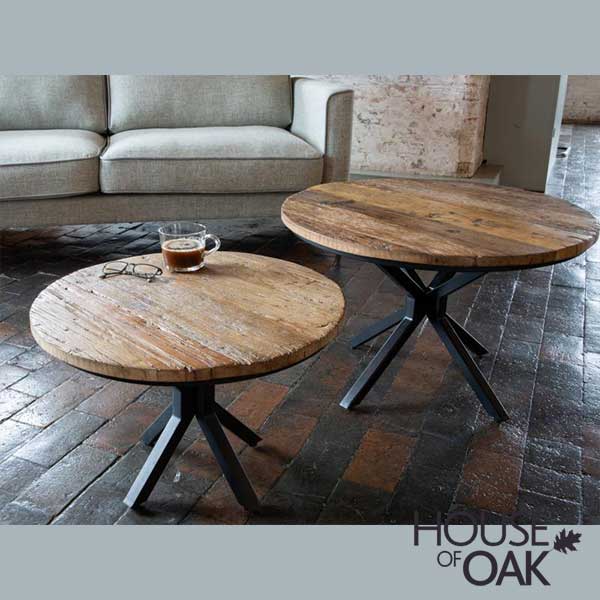 Java Sleeper Wood Round Set of 2 Coffee Tables