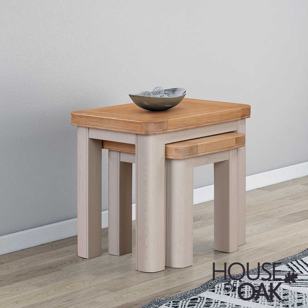 Kensington Putty Grey Painted Oak Nest of Tables