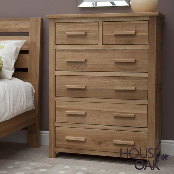 Opus Solid Oak 4+2 Chest of Drawers