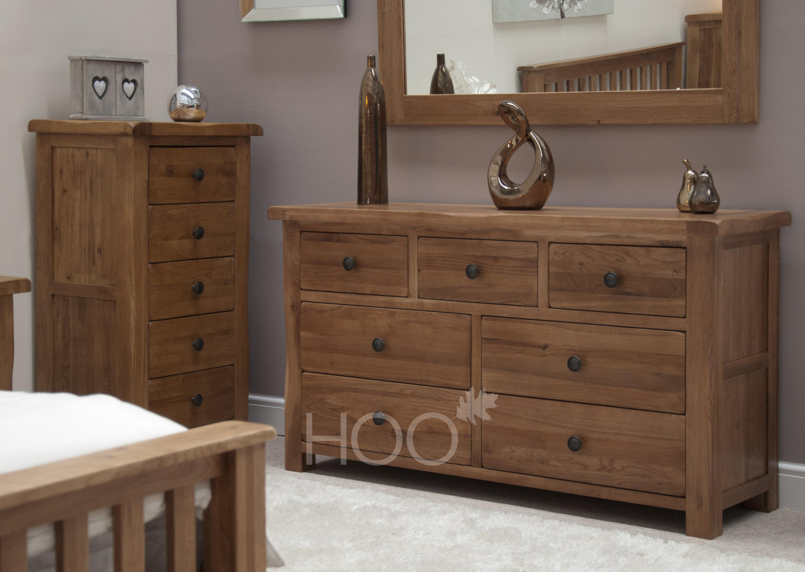 Rustic Solid Oak 7 Drawer Chest