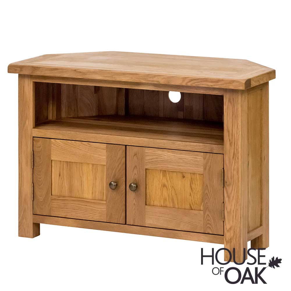 Windsor Oak Corner TV Cabinet With Doors