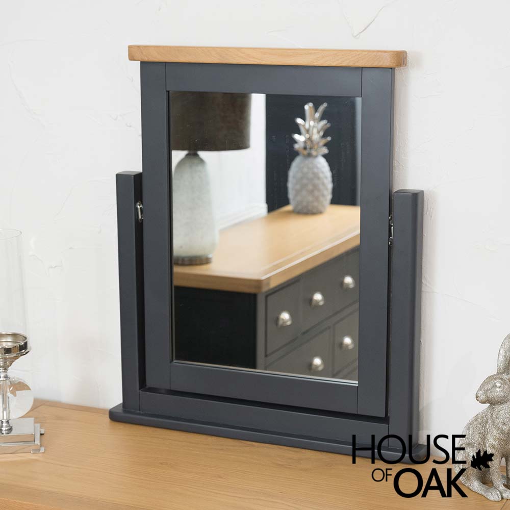 Tuscany Oak Trinket Mirror in Dark Blue Painted