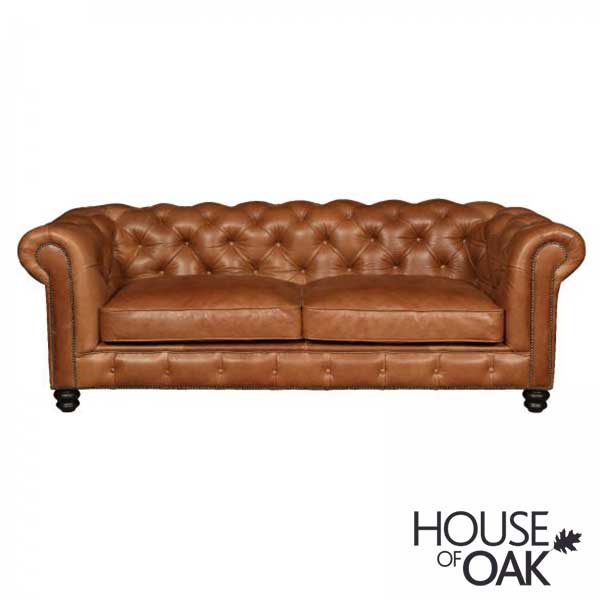 Gotti Club 3 Seater in Brown Tan Leather