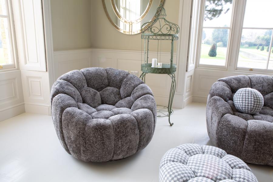 Aero Bubble Swivel Chair in Grey Chenille